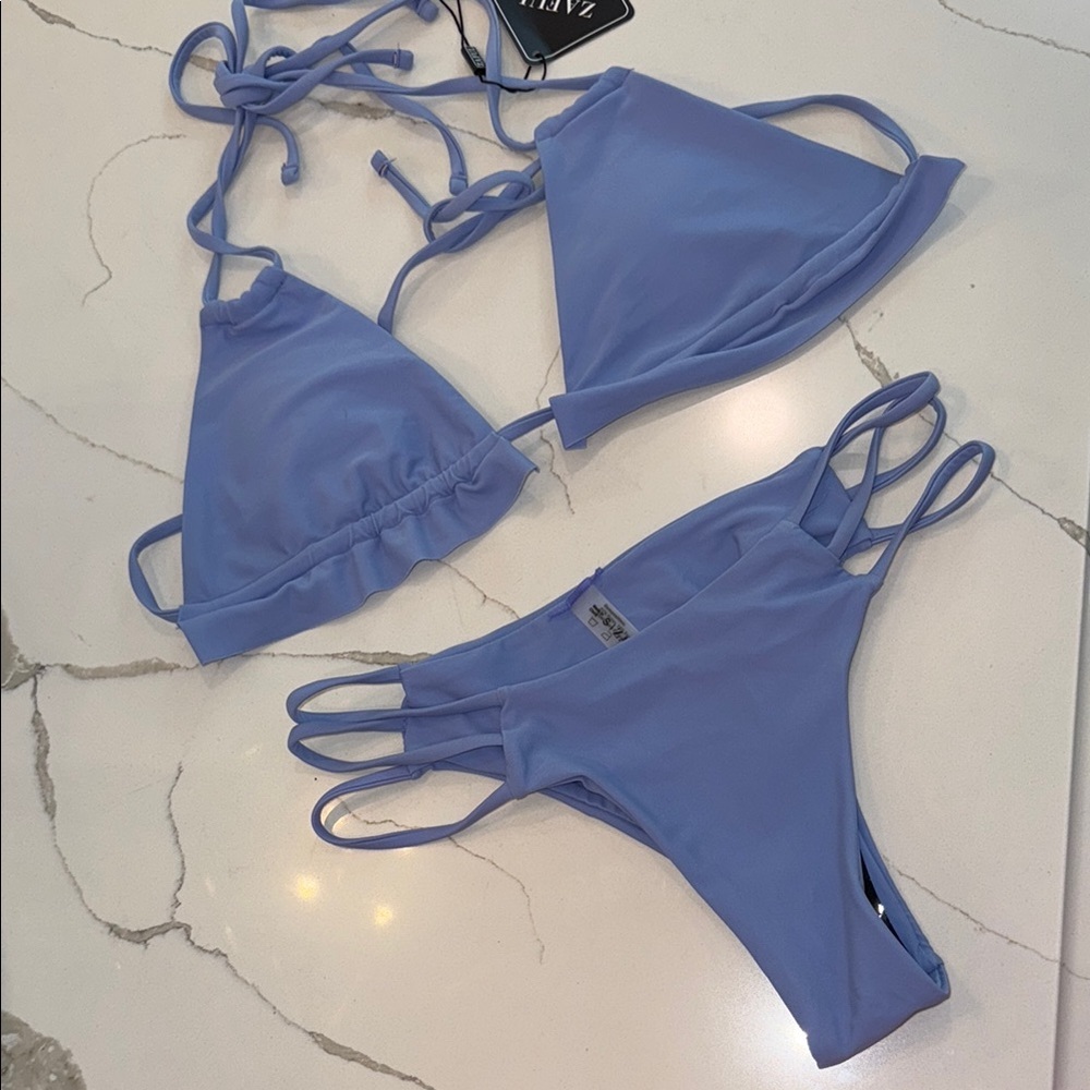 NWT Zaful Sky Blue Bikini Set Size Small